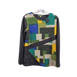 Trisha‎ Tyler Geometric Colorblock Long Sleeve Sweater Top Small Pullover EUC!